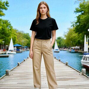 Banana Republic Ivory Palazzo Wide Leg Chino Pant ALTERED LENGTH